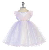 Baby Infant Girl Dress with Pearl and Crystal Waistband and Tulle Skirt