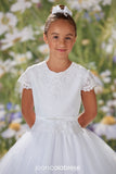 Joan Calabrese Girls White Tea Length Dress