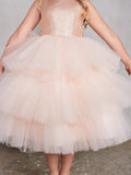 Girls Tulle Layered Tea Length Dress