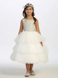 Girls Tulle Layered Tea Length Dress