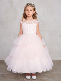 Girls Ankle Length Tulle Layered Dress