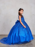 Girls Floor Length Tail Dress with Large Bow