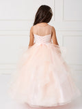 Girls Tulle Layered Floor Length Dress with Crystal