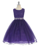 Girls Lace With Sequin Top and Tulle Ruffle Lined Dress