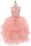 Girls Hi-Low Satin and Tulle Dress