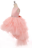 Girls Hi-Low Satin and Tulle Dress