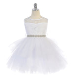 Girls Short Dress With Tulle Layered Skirt