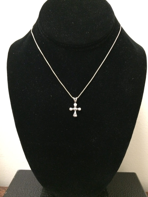 Sterling Silver Necklace with Cross and Crystal