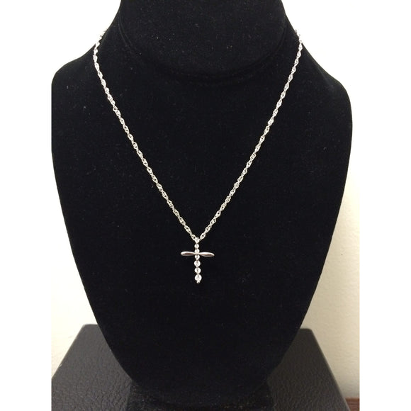 Sterling Silver Necklace with Crystal Cross