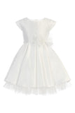 Girls Tea Length Dress with Satin with Tulle Skirt