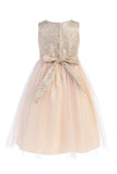 Girls Tea Length Dress with Tulle Skirt