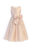 Girls Satin Dress with Tulle Overlay Skirt