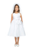 Girls Satin Dress with Tulle Overlay Skirt