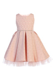 Girls Blue Pleated Skirt Dress with Tulle Poke-out