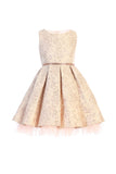 Girls Floral Allover Dress with Pleated and Tulle Poke-out Skirt