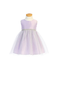 Lavender Baby Dress with Satin and Silver Tulle Skirt