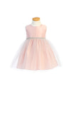 Petal Pink Baby Dress with Satin and Silver Tulle Skirt