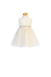 Off-White Baby Dress with Satin and Tulle Skirt
