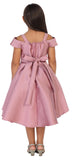 Girls Hi-Low Off Shoulder Dress with Crystal Waist