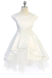 Girls Cap Sleeve Hi-Low Satin and Tulle Skirt