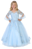 Girls 3/4 Lace Sleeve and Tulle With Lace Skirt