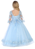 Girls 3/4 Lace Sleeve and Tulle With Lace Skirt