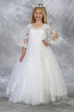 Girls 3/4 Lace Sleeve and Tulle With Lace Skirt