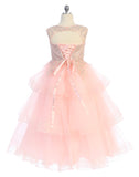 Girls 3 Layer Tulle Skirt with Lace and Corset Back