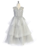 Girls 3 Layer Tulle Skirt with Lace and Corset Back