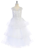 Girls 3 Layer Tulle Skirt with Lace and Corset Back