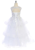 Girls 3 Layer Tulle Skirt with Lace and Corset Back